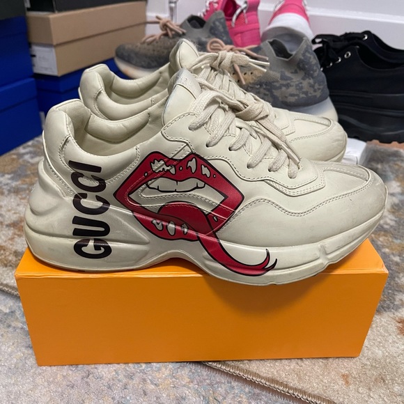 EUC Men’s Size 8.5 (Euro Size 42) Gucci Rhyton Low-top Sneakers With Mouth Print - Picture 8 of 16
